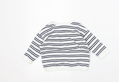 F&F Baby White Striped Cotton Pullover Jumper Size 3-6 Months
