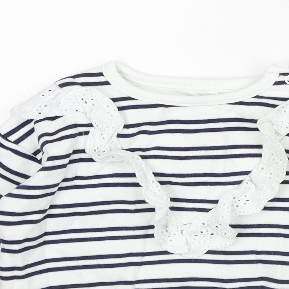 F&F Baby White Striped Cotton Pullover Jumper Size 3-6 Months