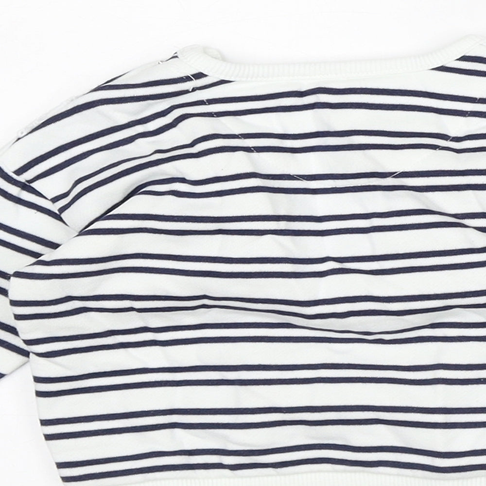 F&F Baby White Striped Cotton Pullover Jumper Size 3-6 Months