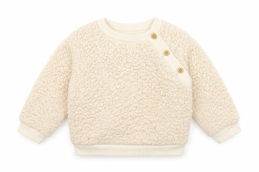 PL:Baby Baby Beige Polyester Pullover Jumper Size 9-12 Months Snap - Woolen Texture