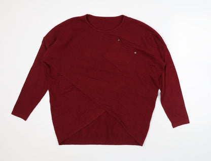 Womens UK Size L Preworn Red Wrap Jumper