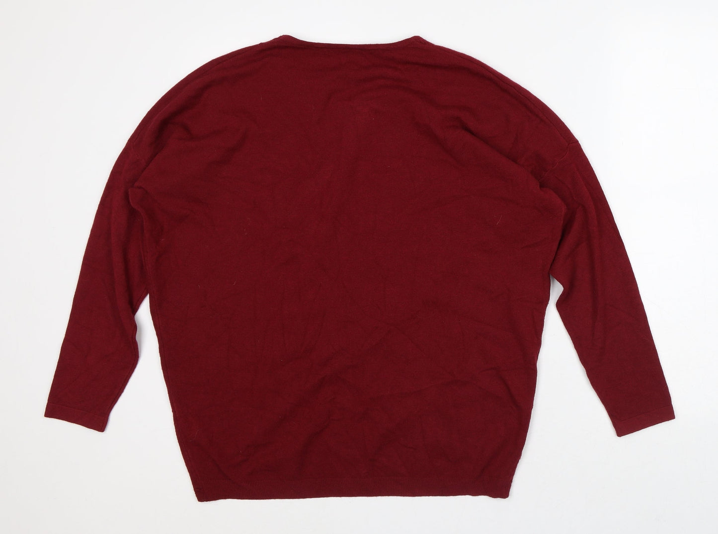 Womens UK Size L Preworn Red Wrap Jumper