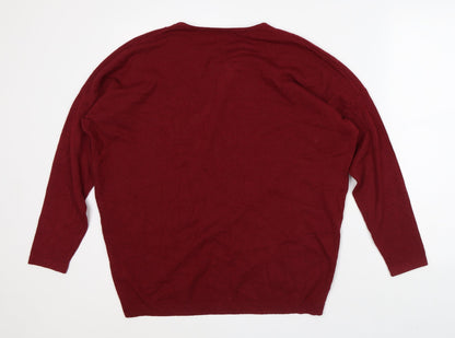 Womens UK Size L Preworn Red Wrap Jumper
