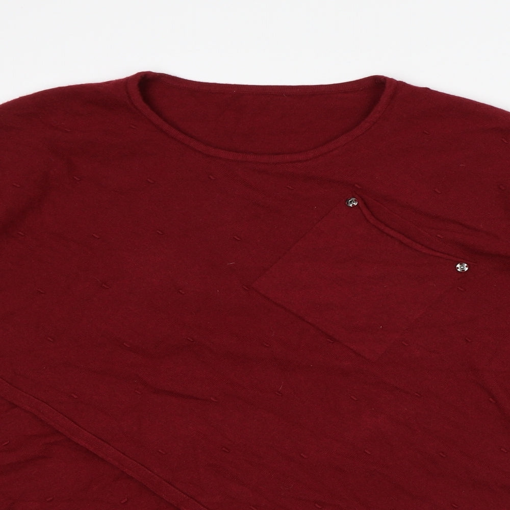 Womens UK Size L Preworn Red Wrap Jumper