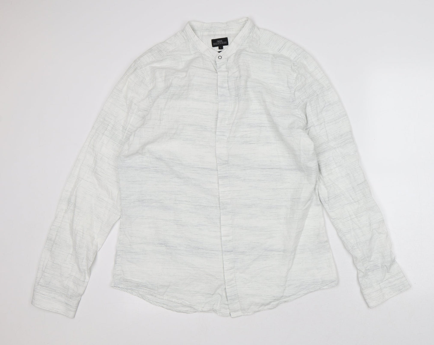 Mens UK Size L NEXT White  Button-Up Long Sleeve Casual Shirt