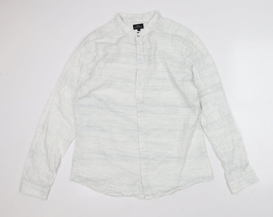 Mens UK Size L NEXT White  Button-Up Long Sleeve Casual Shirt