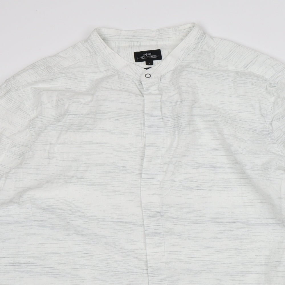 Mens UK Size L NEXT White  Button-Up Long Sleeve Casual Shirt