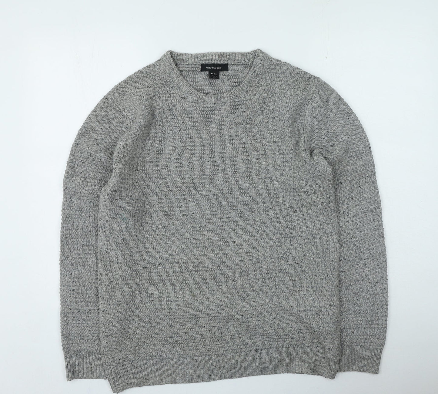 Primark Mens Grey Round Neck Acrylic Pullover Jumper Size M