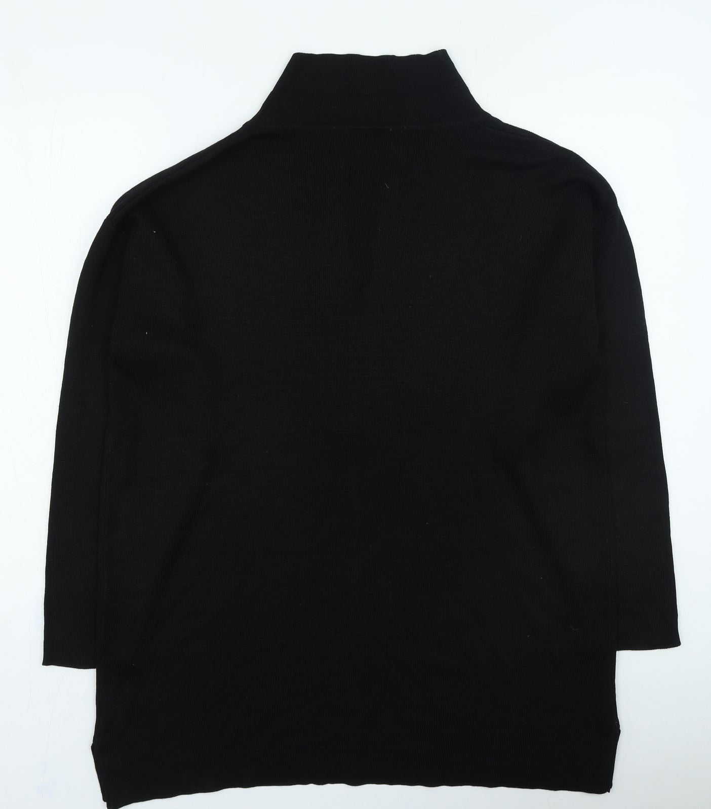 Today's Woman Womens Black V-Neck Acrylic Pullover Jumper Size L