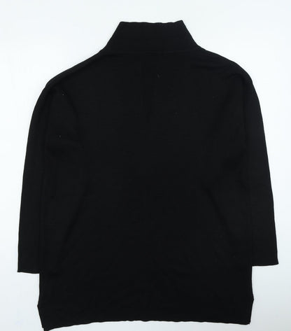 Today's Woman Womens Black V-Neck Acrylic Pullover Jumper Size L