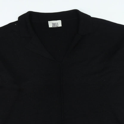 Today's Woman Womens Black V-Neck Acrylic Pullover Jumper Size L