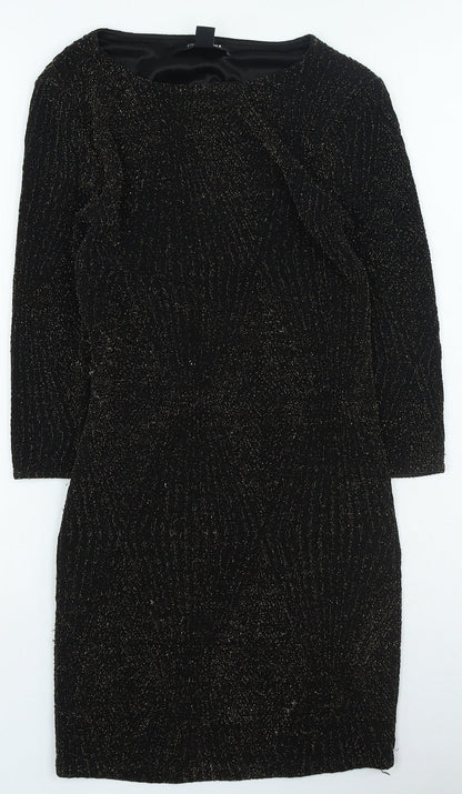 FOREVER 21 Womens Black Nylon Bodycon Size S Round Neck