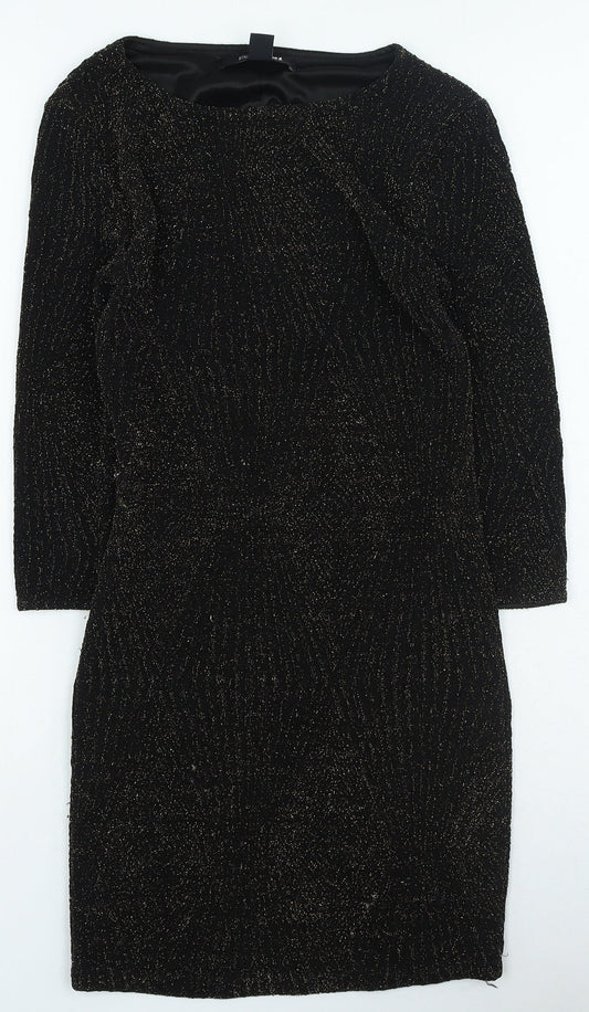 FOREVER 21 Womens Black Nylon Bodycon Size S Round Neck