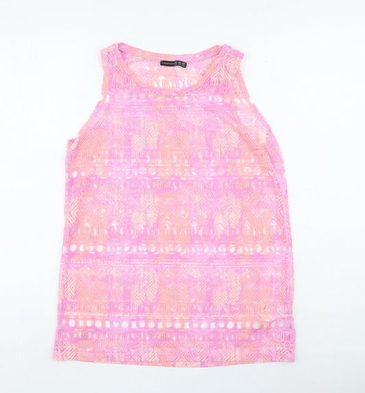 Primark Womens Multicoloured Geometric Viscose Camisole Tank Size 12 Round Neck