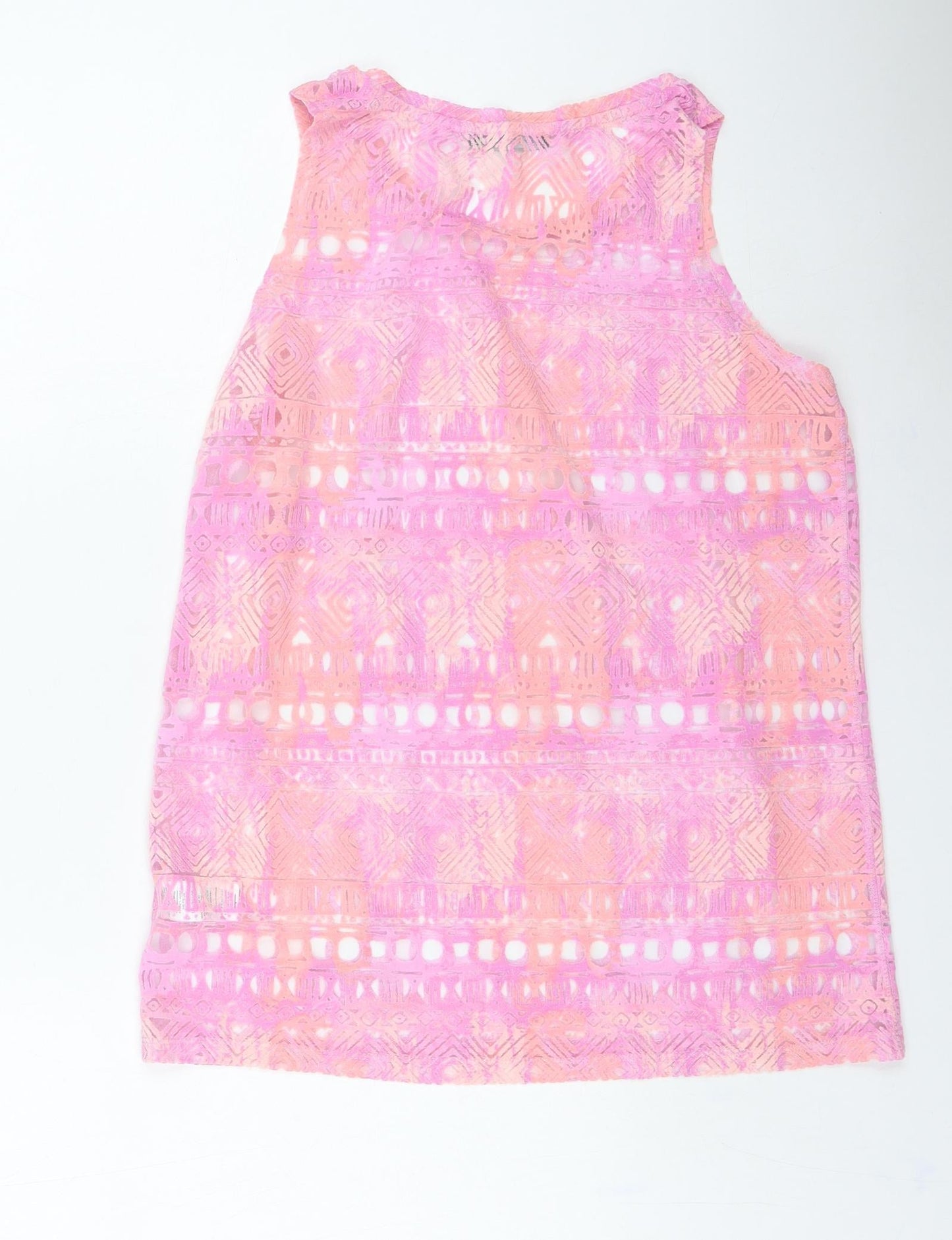 Primark Womens Multicoloured Geometric Viscose Camisole Tank Size 12 Round Neck