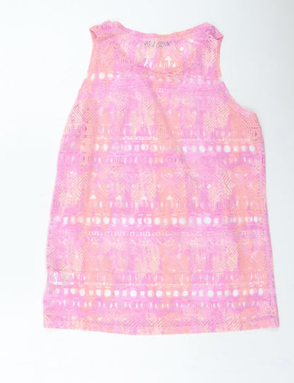 Primark Womens Multicoloured Geometric Viscose Camisole Tank Size 12 Round Neck