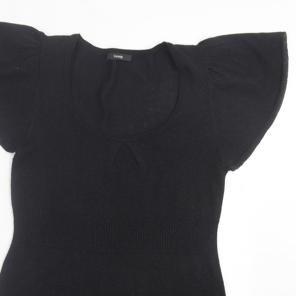 George Womens Black Acrylic A-Line Size 10 Scoop Neck Pullover