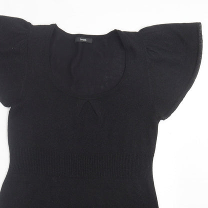 George Womens Black Acrylic A-Line Size 10 Scoop Neck Pullover