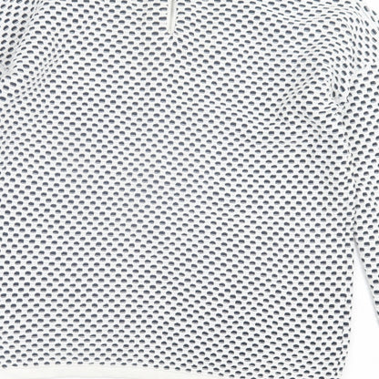 ESMARA Womens White Geometric Cotton Pullover Sweatshirt Size S Zip
