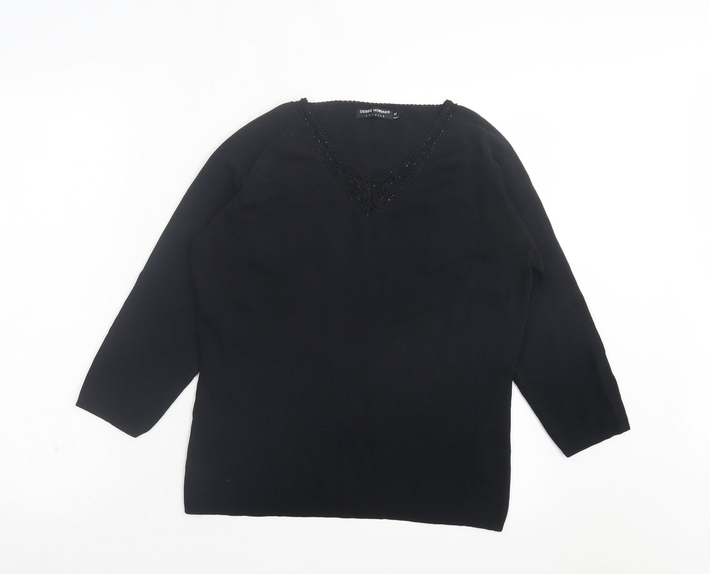 Womens UK Size M Debbie Morgan Black Basic T-Shirt