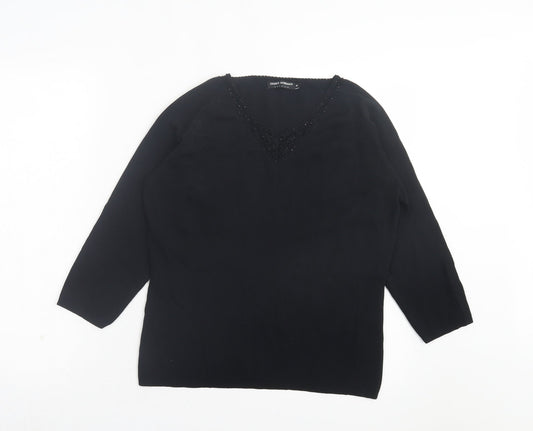Womens UK Size M Debbie Morgan Black Basic T-Shirt