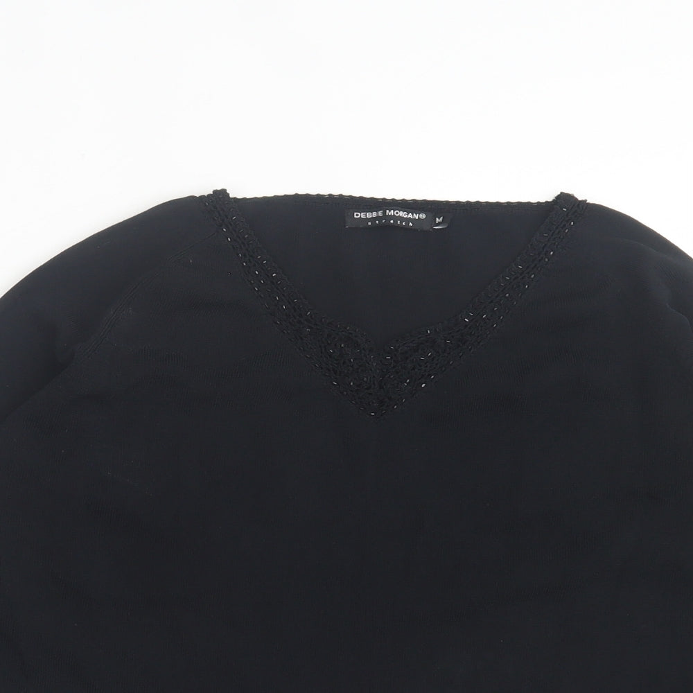 Womens UK Size M Debbie Morgan Black Basic T-Shirt
