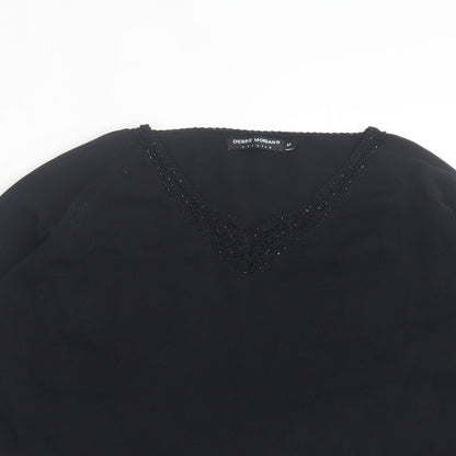 Womens UK Size M Debbie Morgan Black Basic T-Shirt