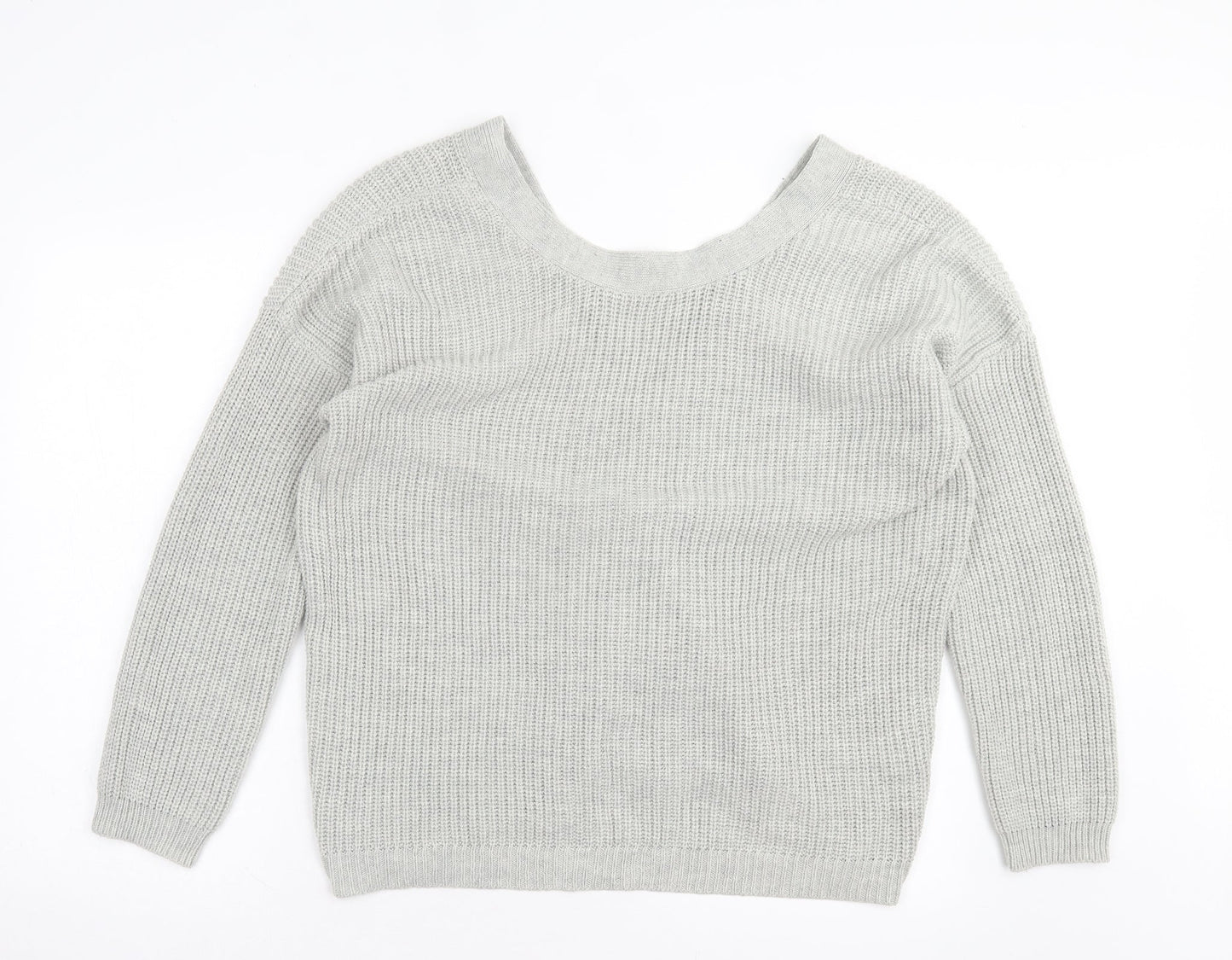 Primark Womens Grey Round Neck Acrylic Pullover Jumper Size XL