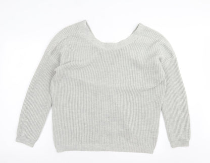 Primark Womens Grey Round Neck Acrylic Pullover Jumper Size XL