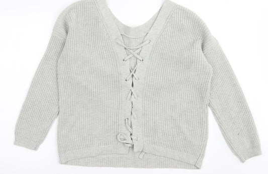 Primark Womens Grey Round Neck Acrylic Pullover Jumper Size XL