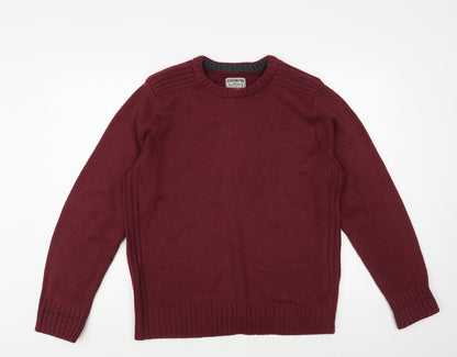 Kensington Mens Red Crew Neck Acrylic Pullover Jumper Size M