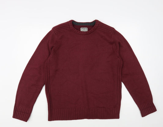 Kensington Mens Red Crew Neck Acrylic Pullover Jumper Size M