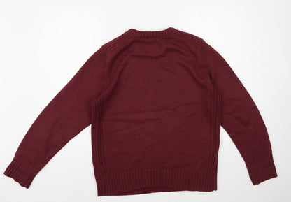 Kensington Mens Red Crew Neck Acrylic Pullover Jumper Size M