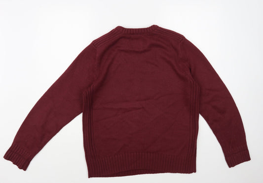 Kensington Mens Red Crew Neck Acrylic Pullover Jumper Size M