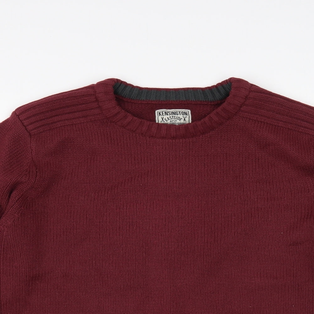 Kensington Mens Red Crew Neck Acrylic Pullover Jumper Size M