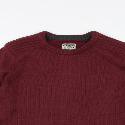 Kensington Mens Red Crew Neck Acrylic Pullover Jumper Size M