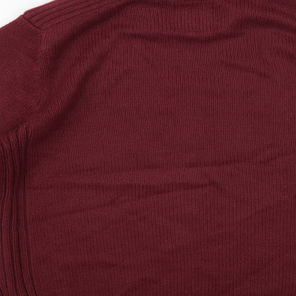 Kensington Mens Red Crew Neck Acrylic Pullover Jumper Size M