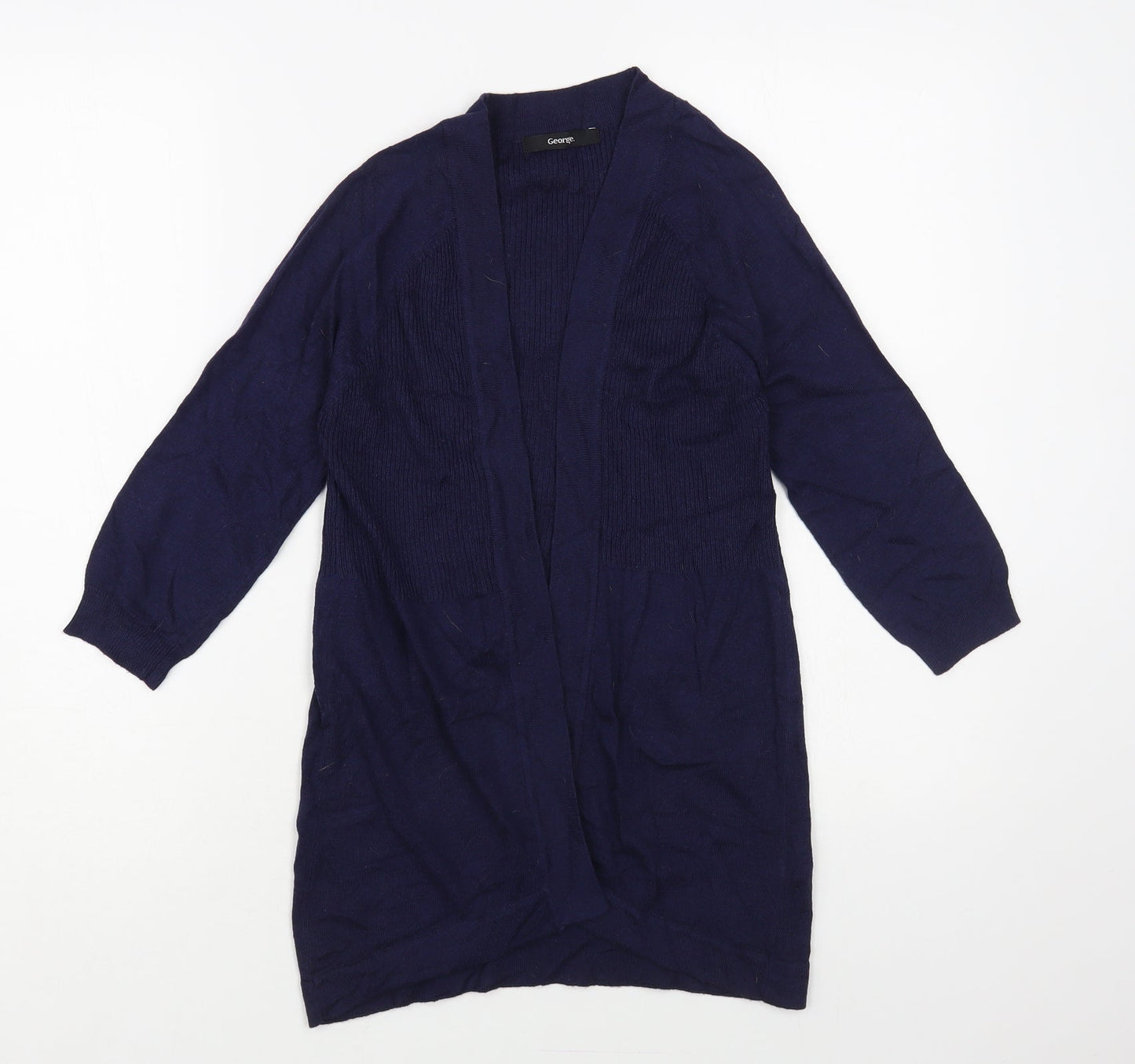George Womens Blue V-Neck Nylon Cardigan Jumper Size 8