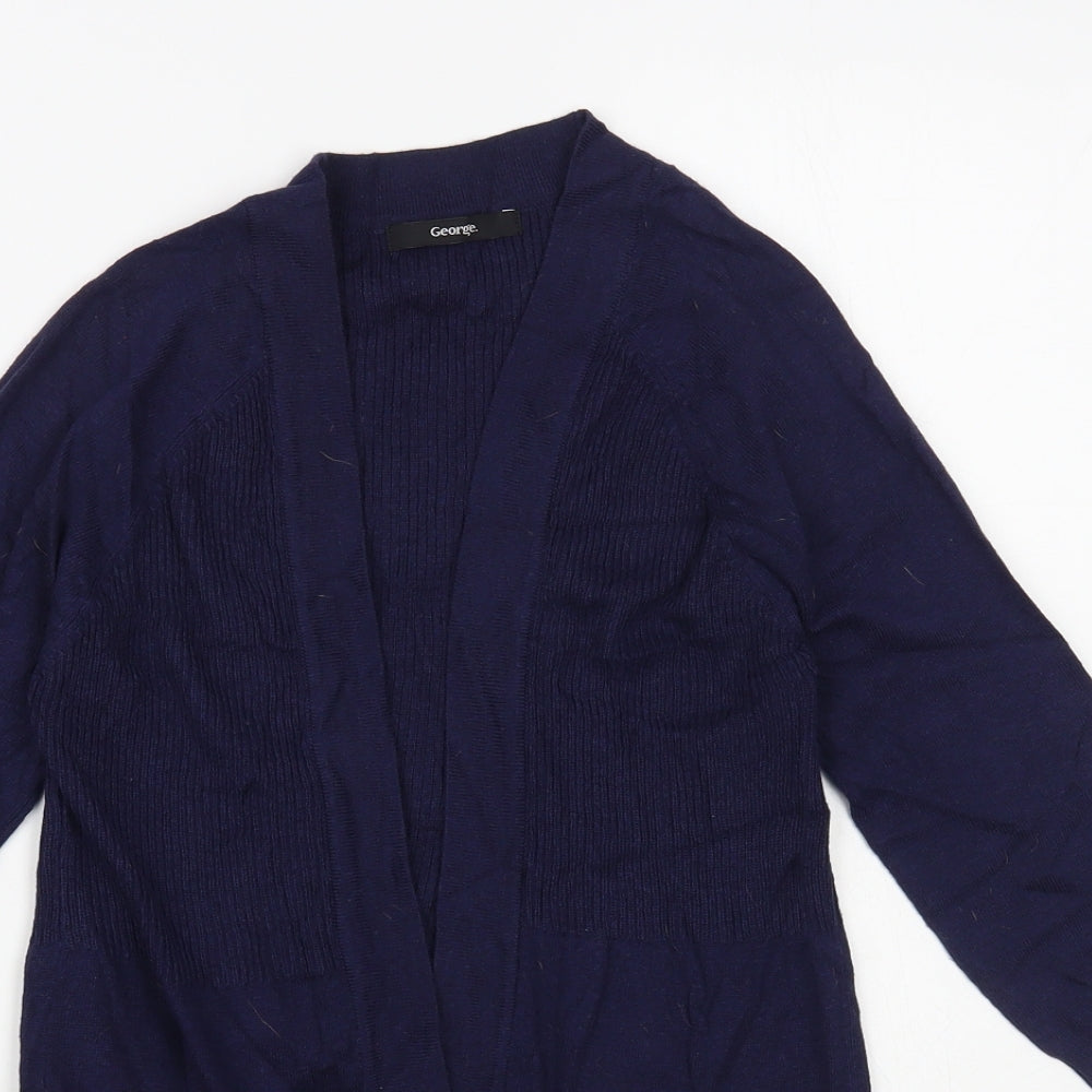 George Womens Blue V-Neck Nylon Cardigan Jumper Size 8