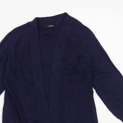 George Womens Blue V-Neck Nylon Cardigan Jumper Size 8