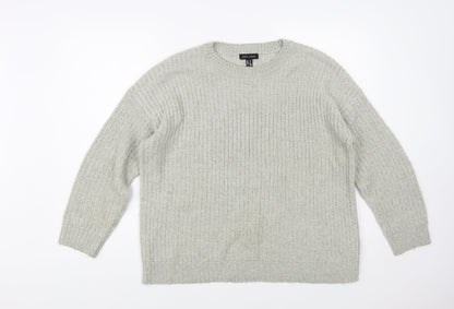 New Look Womens Grey Crew Neck Acrylic Pullover Jumper Size M