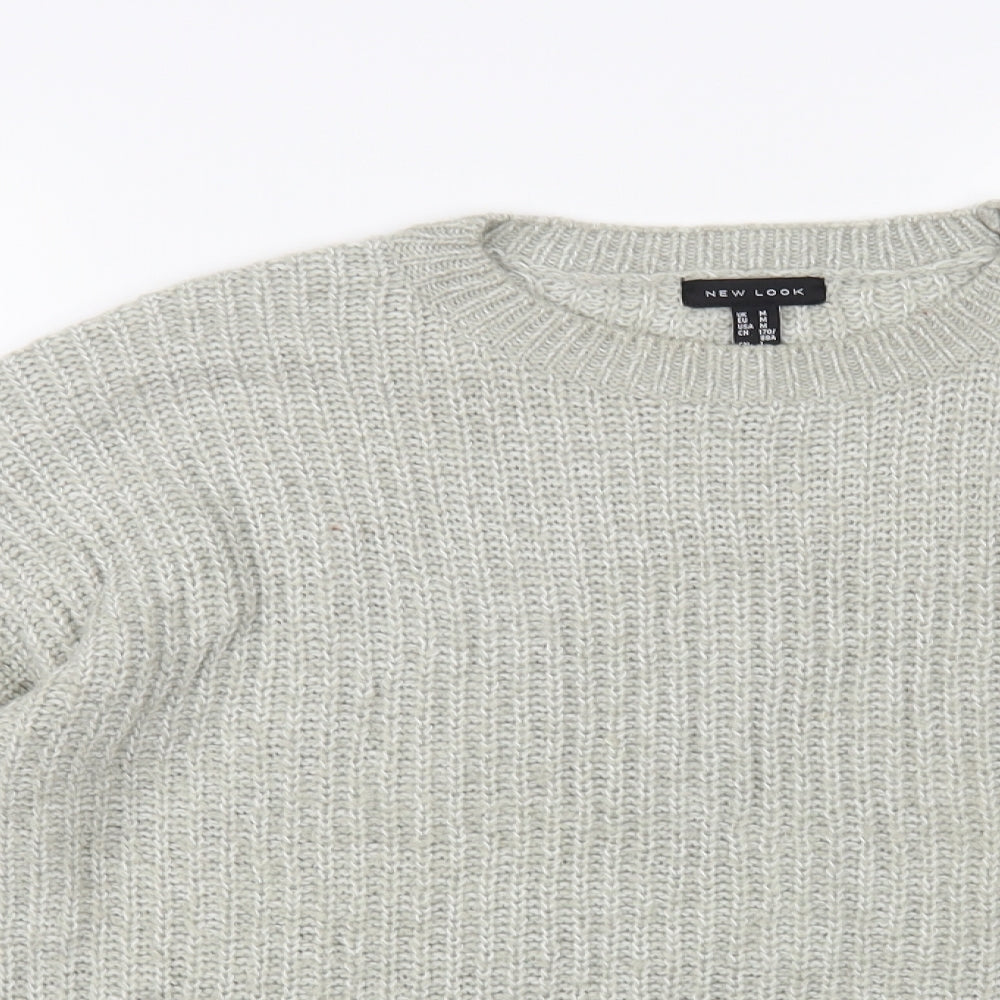 New Look Womens Grey Crew Neck Acrylic Pullover Jumper Size M
