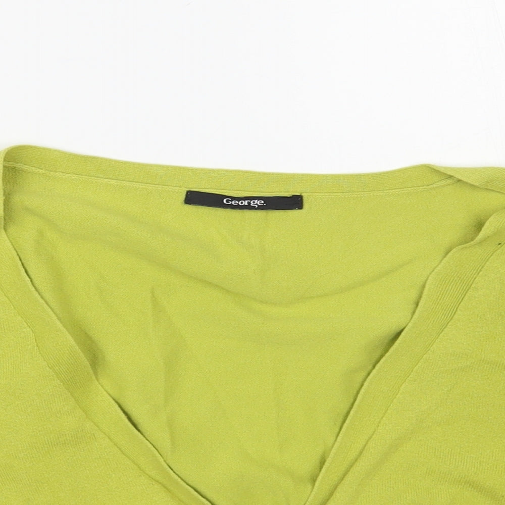 George Womens Green V-Neck Cotton Shrug Jumper Size 10