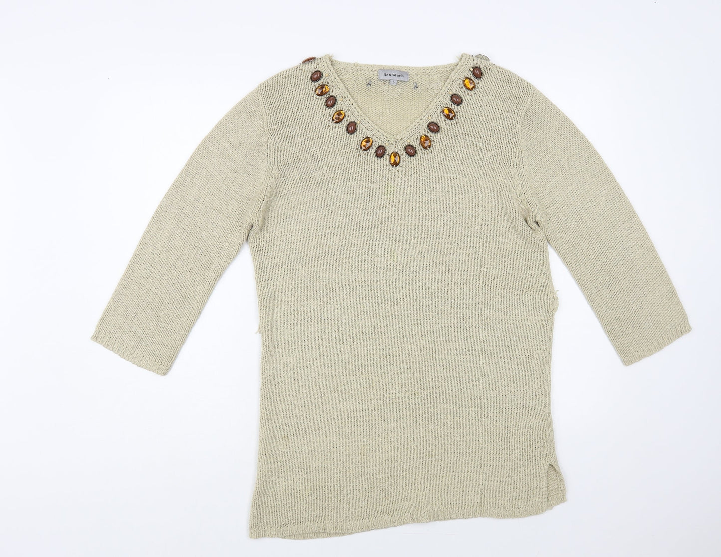 Womens UK Size M Ann Marie Beige Tunic Jumper