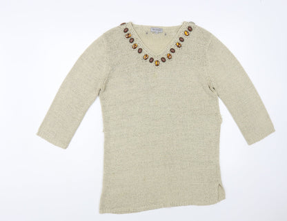 Womens UK Size M Ann Marie Beige Tunic Jumper