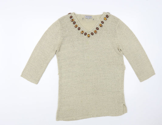 Womens UK Size M Ann Marie Beige Tunic Jumper
