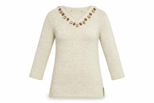 Womens UK Size M Ann Marie Beige Tunic Jumper