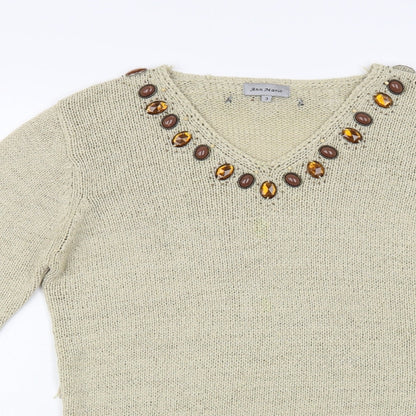 Womens UK Size M Ann Marie Beige Tunic Jumper