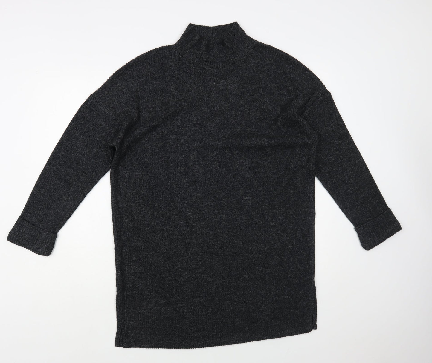 F&F Womens Grey High Neck Polyester Tunic Jumper Size 14