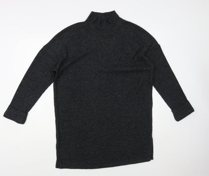 F&F Womens Grey High Neck Polyester Tunic Jumper Size 14